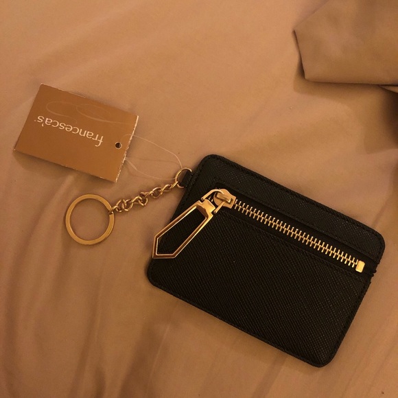Black saffiano leather card case/mini wallet